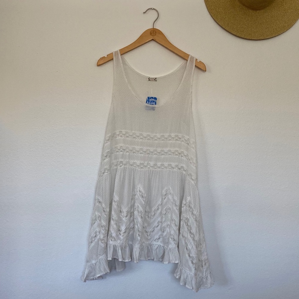 Free People Trapeze Slip White Grey Medium NWT
